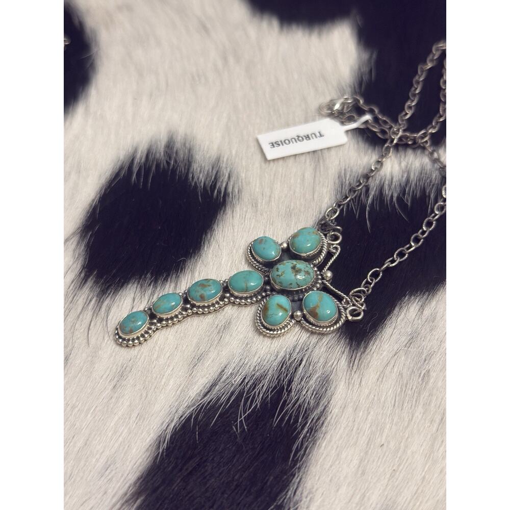 Native American Sterling Silver Blue Turquoise Multistone Dragonfly Necklace - Picture 8 of 13